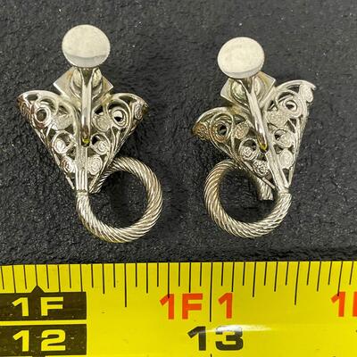 VINTAGE SILVER TONED UNIQUE FILIGREE EARRINGS