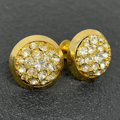 VINTAGE GOLD TONED RHINESTONE EARRINGS