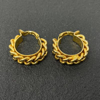VINTAGE GOLD CHAIN HOOP EARRINGS