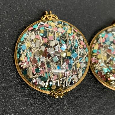 VINTAGE HILLCRAFT CONFETTI SLIDE-ON EARRINGS