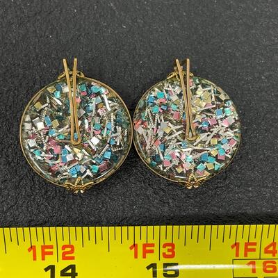 VINTAGE HILLCRAFT CONFETTI SLIDE-ON EARRINGS