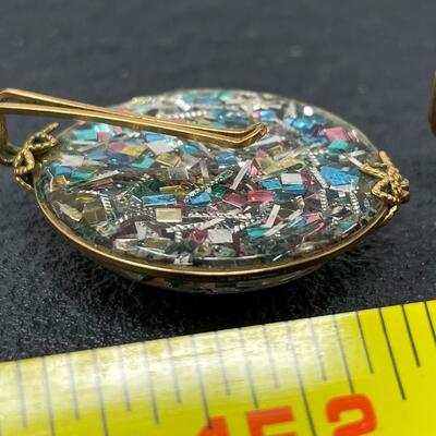 VINTAGE HILLCRAFT CONFETTI SLIDE-ON EARRINGS
