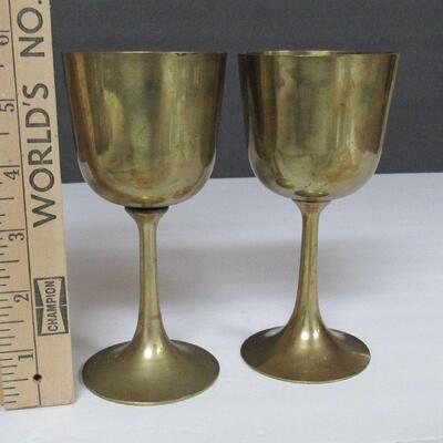 2 Older Brass Wine Goblets