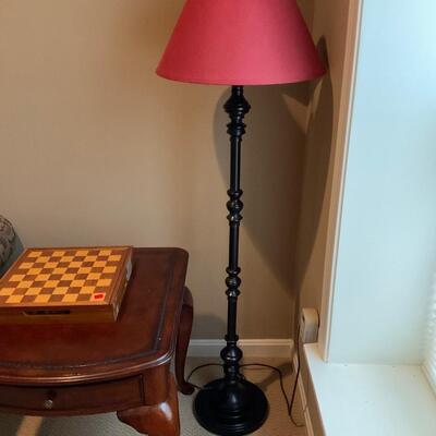 Floor Lamp with Red Lampshade