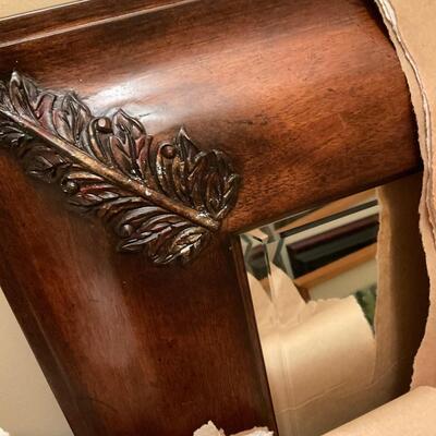 Large Wood Framed Beveled mirror