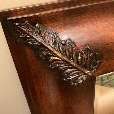 Large Wood Framed Beveled mirror