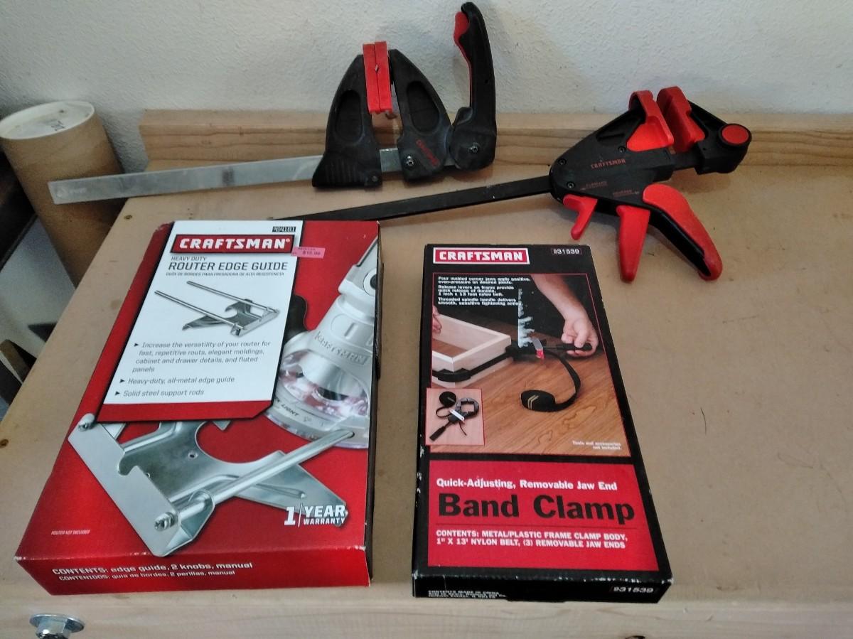 LOT 145 CRAFTSMAN ROUTER EDGE GUIDE AND CLAMPS