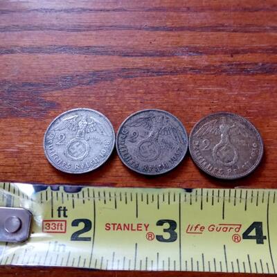 LOT 29  THREE WWII GERMAN COINS