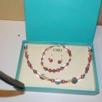 Full set of semi precious stone Necklace , Bracelet, ear rings by CATO (new)