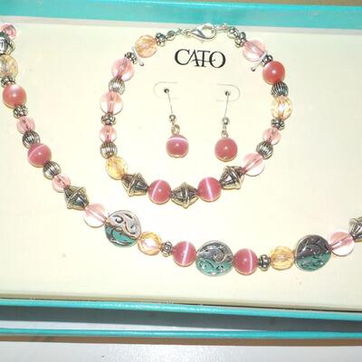 Full set of semi precious stone Necklace , Bracelet, ear rings by CATO (new)