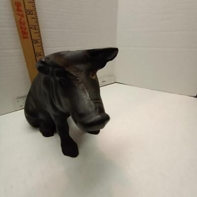 Rare Vintage 19th Century American Black Cast Iron Piggy Bank