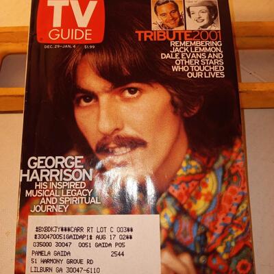 TV Guide Dec.29-Jan.4 '01 George Harrison Tribute W/Memorial 4 Deceased Stars'01