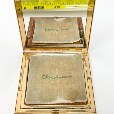 VINTAGE ELGIN AMERICAN MAKEUP COMPACT W/ ORIGINAL PUFF & CASE