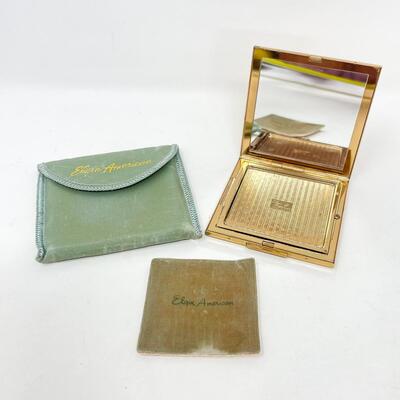 VINTAGE ELGIN AMERICAN MAKEUP COMPACT W/ ORIGINAL PUFF & CASE