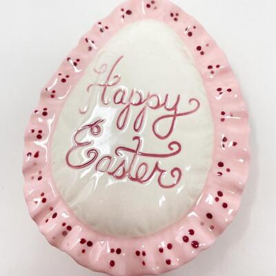 VINTAGE â€œHAPPY EASTERâ€ DECORATIVE CERAMIC EGG