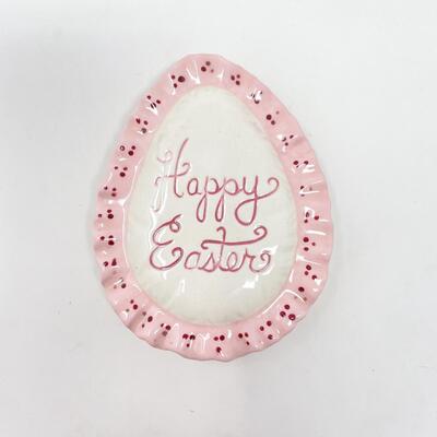 VINTAGE â€œHAPPY EASTERâ€ DECORATIVE CERAMIC EGG