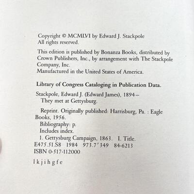 1956 â€œTHEY MET AT GETTYSBURGâ€ EDWARD J. STACKPOLE CIVIL WAR BOOK