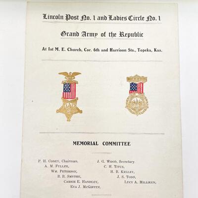 1909 ABRAHAM LINCOLN MEMORIAL PROGRAM - FROM TOPEKAâ€™S FIRST UNITED METHODIST CHURCH