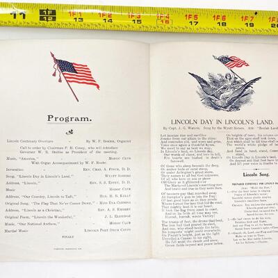 1909 ABRAHAM LINCOLN MEMORIAL PROGRAM - FROM TOPEKAâ€™S FIRST UNITED METHODIST CHURCH