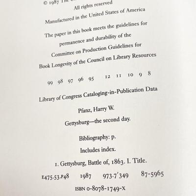 1987 "GETTYSBURG: THE SECOND DAY" BY HARRY W. PFANZ HARDBACK BOOK