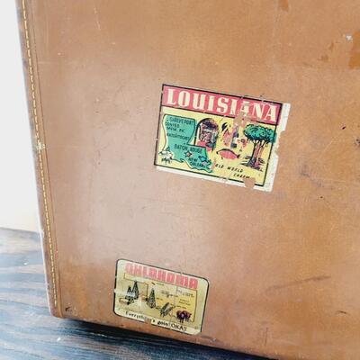 ECLECTIC VINTAGE SUITCASE W/ MOSTLY AMAZING STICKERS
