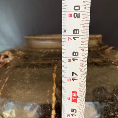 Rare Large Martaban Jar Circa 1600 with Dark Black Brown Glaze