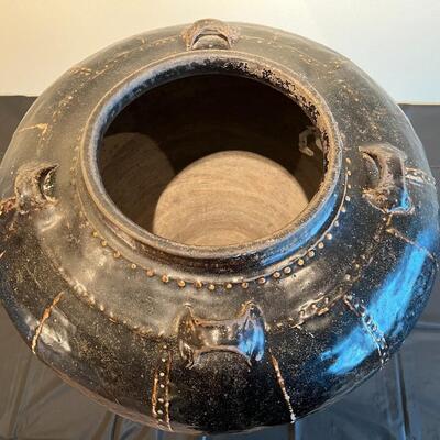 Rare Large Martaban Jar Circa 1600 with Dark Black Brown Glaze