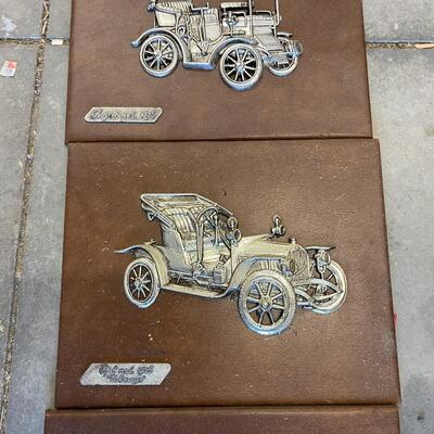 Vintage Leather framed metal Cars