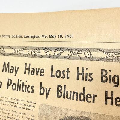 1961 CIVIL WAR CENTENNIAL BATTLE HISTORY NEWSPAPER - THE LEXINGTON ADVERTISER-NEWS, MISSOURI #1