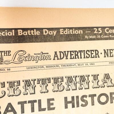 1961 CIVIL WAR CENTENNIAL BATTLE HISTORY NEWSPAPER - THE LEXINGTON ADVERTISER-NEWS, MISSOURI #1