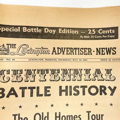 1961 CIVIL WAR CENTENNIAL BATTLE HISTORY NEWSPAPER - THE LEXINGTON ADVERTISER-NEWS, MISSOURI #2