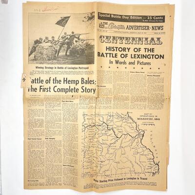 1961 CIVIL WAR CENTENNIAL BATTLE HISTORY NEWSPAPER - THE LEXINGTON ADVERTISER-NEWS, MISSOURI #3