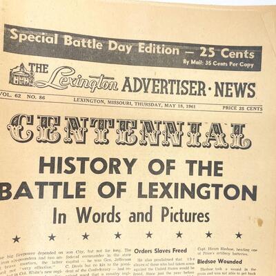 1961 CIVIL WAR CENTENNIAL BATTLE HISTORY NEWSPAPER - THE LEXINGTON ADVERTISER-NEWS, MISSOURI #3