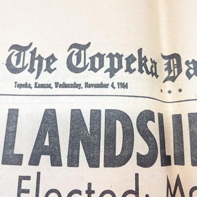 1964 THE TOPEKA DAILY CAPITAL REPRINT ISSUE - FRONT PAGE REPRINTS FROM 1896-1964