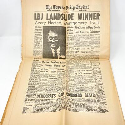 1964 THE TOPEKA DAILY CAPITAL REPRINT ISSUE - FRONT PAGE REPRINTS FROM 1896-1964