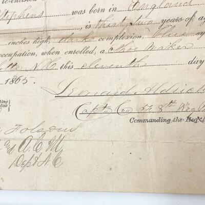 1865 CIVIL WAR DISCHARGE PAPER & 1910 INVALID VOUCHER - JAMES STEPHENS, MINNESOTA INFANTRY 8TH REGIMENT COMPANY F