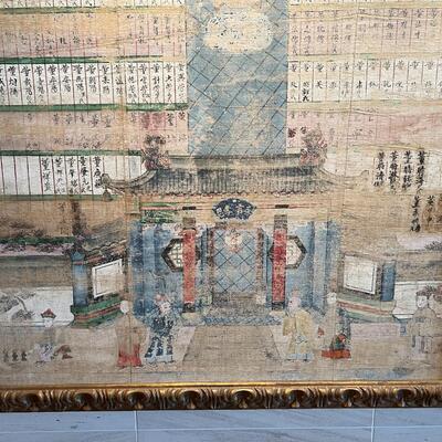 Antique Ancestral Painting of Chinese Family on Canvas