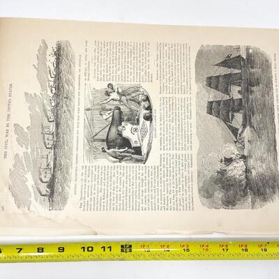 LARGE ANTIQUE CIVIL WAR BOOK PAGE - CONFEDERATE STEAMER â€œATLANTAâ€