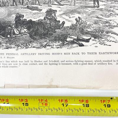 LARGE ANTIQUE CIVIL WAR BOOK PAGE - SHERMAN AT KULP HOUSE/