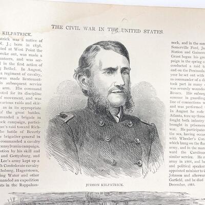 LARGE ANTIQUE CIVIL WAR BOOK PAGE - FITZHUGH LEE/CONFEDERATE CALVARY