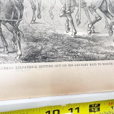 LARGE ANTIQUE CIVIL WAR BOOK PAGE - KENESAW MOUNTAIN/GENERAL KILPATRICK
