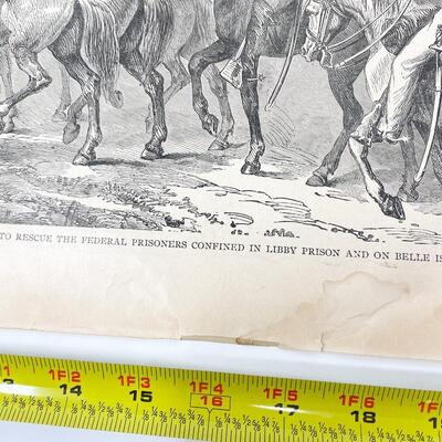 LARGE ANTIQUE CIVIL WAR BOOK PAGE - KENESAW MOUNTAIN/GENERAL KILPATRICK