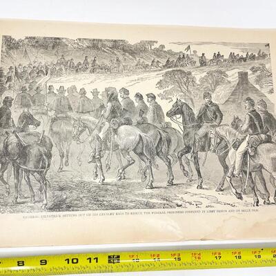 LARGE ANTIQUE CIVIL WAR BOOK PAGE - KENESAW MOUNTAIN/GENERAL KILPATRICK