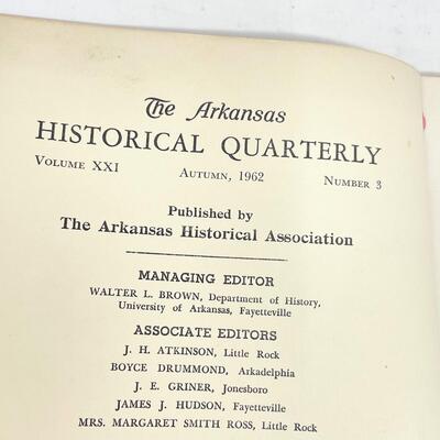 1962 THE ARKANSAS HISTORICAL QUARTERLY VOLUME XXI NUMBER 3