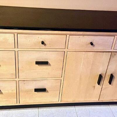 Room & Board Linear Storage Cabinet Custom Granite Top Retail $3500 Sale $1499 