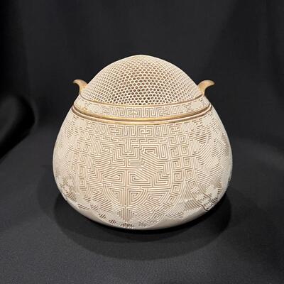Meiji Period Japanese Satsuma Porcelain Incense Burner Rare and Very Fine