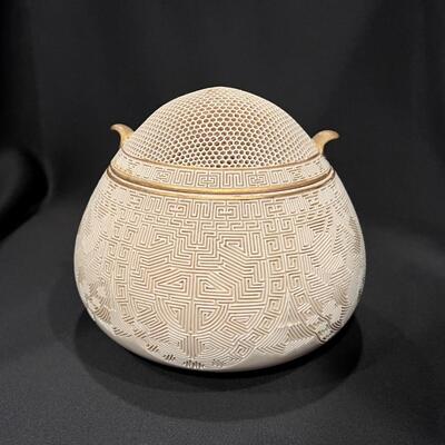 Meiji Period Japanese Satsuma Porcelain Incense Burner Rare and Very Fine