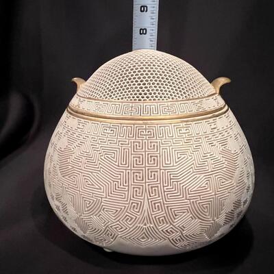 Meiji Period Japanese Satsuma Porcelain Incense Burner Rare and Very Fine