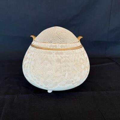 Meiji Period Japanese Satsuma Porcelain Incense Burner Rare and Very Fine