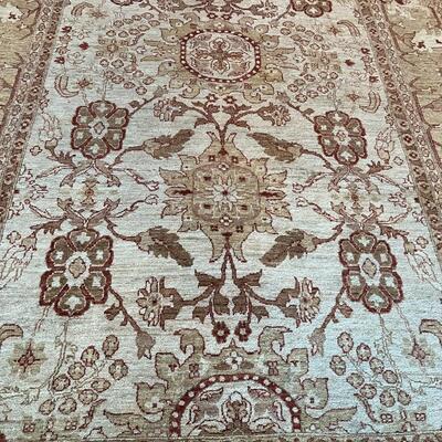 Beautiful Hand Woven Tan and Burgandy European Traditional Area Rug